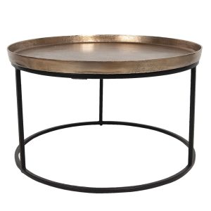 Kovový odkládací stolek ve zlato-černém provedení Devereux – Ø 60*35 cm Clayre & Eef  - -