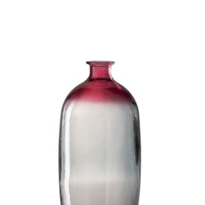 Růžová skleněná transparentní váza Ella- Ø  19*45 cm J-Line by Jolipa  - -