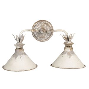 Krémová kovová nástěnná vintage lampa Blow - 56*30*33 cm Clayre & Eef  - -