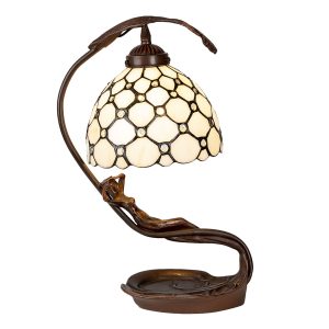 Krémová stolní lampa Tiffany Millie - 28*20*41 cm E14/max 1*25W Clayre & Eef  - -