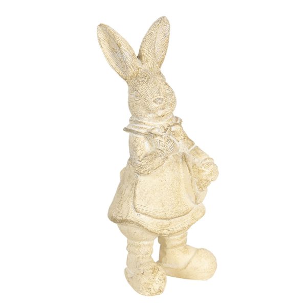 Krémová velikonoční dekorace králíka Métallique - 6*6*13 cm Clayre & Eef  - -