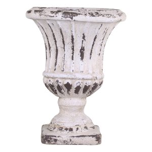 Krémový antik obal na květináč/ váza s patinou L - Ø 32*42cm Chic Antique  - -