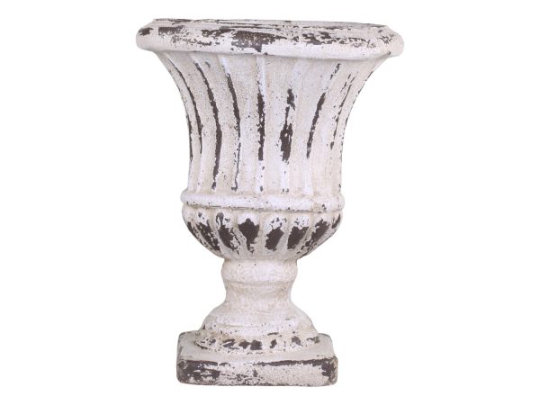 Krémový antik obal na květináč/ váza s patinou L - Ø 32*42cm Chic Antique  - -