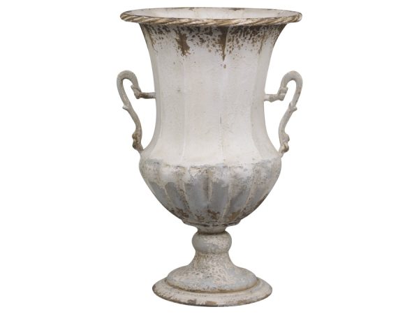 Krémový vintage obal na květináč/ váza ve tvaru číše Frenchie - Ø 34*54cm Chic Antique  - -