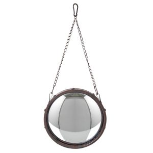 Kulaté kovové vypouklé zrcadlo s řetízkem -  Ø 26*3 cm Clayre & Eef  - -