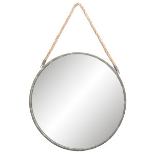 Kulaté kovové zrcadlo s provazem - Ø 47*3cm Clayre & Eef  - -
