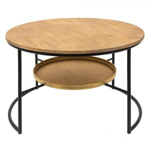 Kulatý hnědý konferenční stolek Davide - Ø 81*52 cm Clayre & Eef  - -