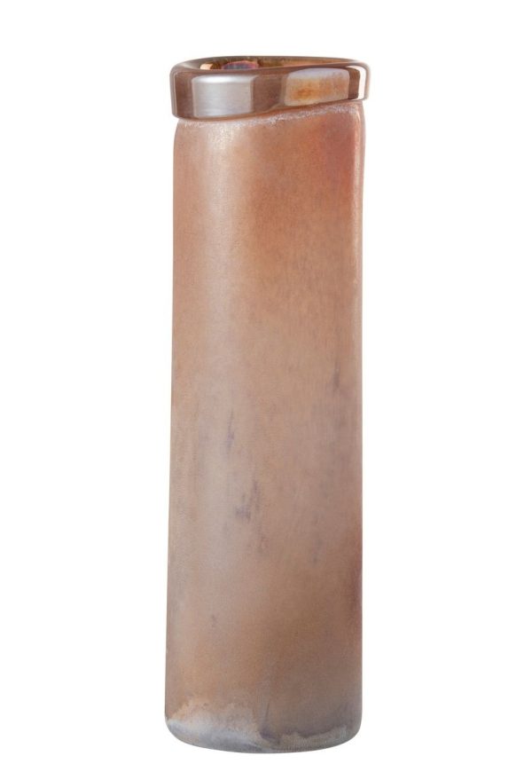 Lososová skleněná váza Scavo Rim - Ø12*38 cm J-Line by Jolipa  - -