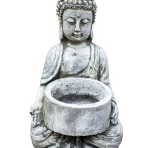 Malá betonová dekorace sedící Buddha na čajovou svíčku - 7