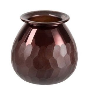 Malá hnědá skleněná váza Carved - Ø 15*15 cm J-Line by Jolipa  - -