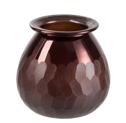 Malá hnědá skleněná váza Carved - Ø 15*15 cm J-Line by Jolipa  - -