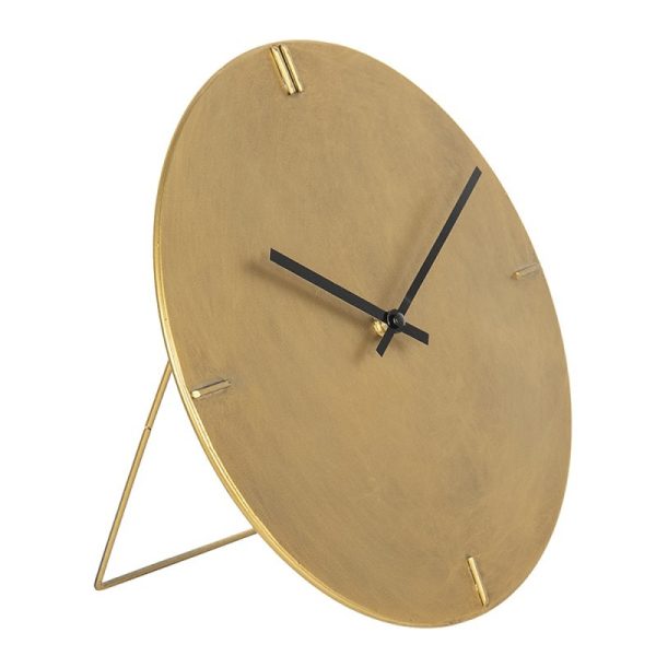 Minimalistické bronzové antik stolní hodiny Rhea – Ø 30*3 cm / 1*AA Clayre & Eef  - -