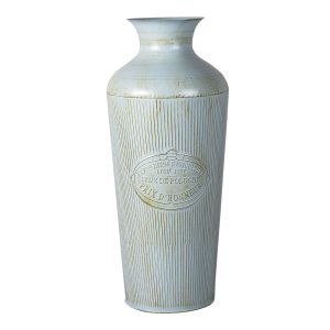 Modrá plechová dekorační váza s patinou Lyon - Ø 22*47 cm Clayre & Eef  - -