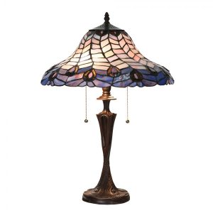 Modrá stolní lampa Tiffany Bleu Gérald - Ø 40*60cm Clayre & Eef  - -