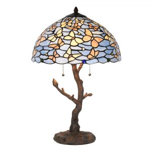 Modrá stolní lampa Tiffany Butterflies - Ø 40*60 cm Clayre & Eef  - -
