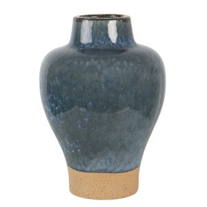 Modro hnědá keramická váza Lorenzo - Ø 21*31 cm Clayre & Eef  - -