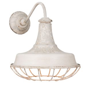Nástěnná bílá vintage lampa - 35*46*39 cm Clayre & Eef  - -