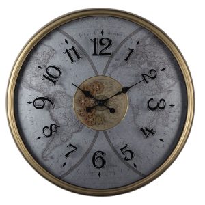 Nástěnné hodiny Michele s mapou světa - Ø 80*10 cm / 1*AA Clayre & Eef  - -