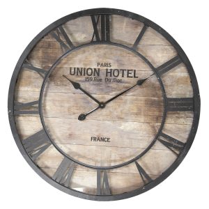 Nástěnné hodiny s číselnou kovovou konstrukcí Paris Union Hotel - Ø 68*6 cm Clayre & Eef  - -