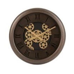 Nástěnné hodiny s kovovým rámem a zlatými ozubenými kolečky Jessamond - Ø 52*7 cm J-Line by Jolipa  - -