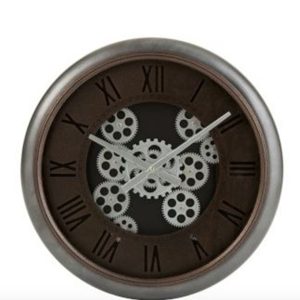 Nástěnné hodiny se stříbrným rámem a ozubenými kolečky Jessamond  - Ø 52*7