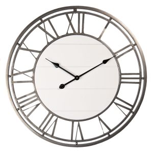 Nástěnné hodiny v kovovém rámu s římskými číslicemi Ninon – Ø 70*4 cm / 1*AA Clayre & Eef  - -