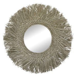 Nástěnné kulaté zrcadlo v rámu z mořské trávy Seagrass - 70 cm Chic Antique  - -
