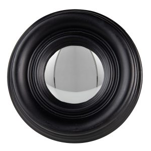 Nástěnné vypouklé zrcadlo v černém rámu Beneoit – Ø 21*4 cm Clayre & Eef  - -