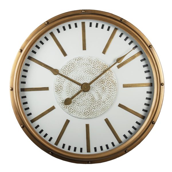 Nástěnné zlaté kulaté hodiny Gold time - Ø 80*8 cm Clayre & Eef  - -