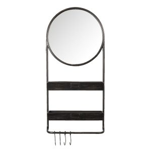 Nástěnné zrcadlo s poličkami a háčky Sidonie - 38*12*89 cm Clayre & Eef  - -
