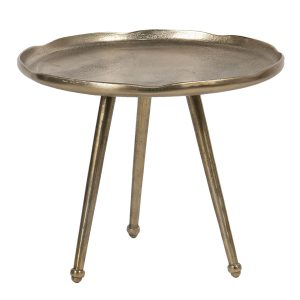 Odkládací stolek zlatý s vlnitým okrajem Chrestien – Ø 70*50 cm Clayre & Eef  - -