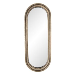Oválné nástěnné zrcadlo s hnědým rámem Ann - 15*2*41 cm Clayre & Eef  - -