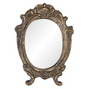 Oválné zrcadlo ve zlatém rámu ve vintage stylu s patinou - 9*1*12 cm Clayre & Eef  - -