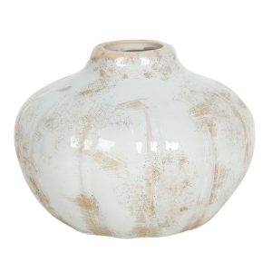Pastelově modrá keramická váza s patinou - Ø 14*11 cm Clayre & Eef  - -