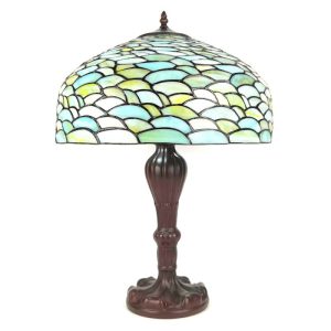 Patelová zeleno-tyrkysová Tiffany lampa Turqui - Ø 41*58 cm E27/max 2*60W Clayre & Eef  - -