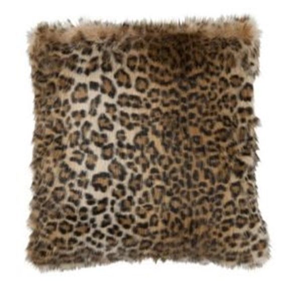 Polštář s dlouhým chlupem Leopard - Ø 45*5 cm J-Line by Jolipa  - -