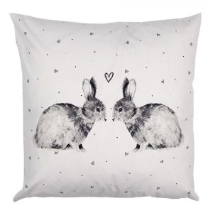 Povlak na polštář s králíčky a srdíčky Bunnies in Love - 45*45 cm Clayre & Eef  - -