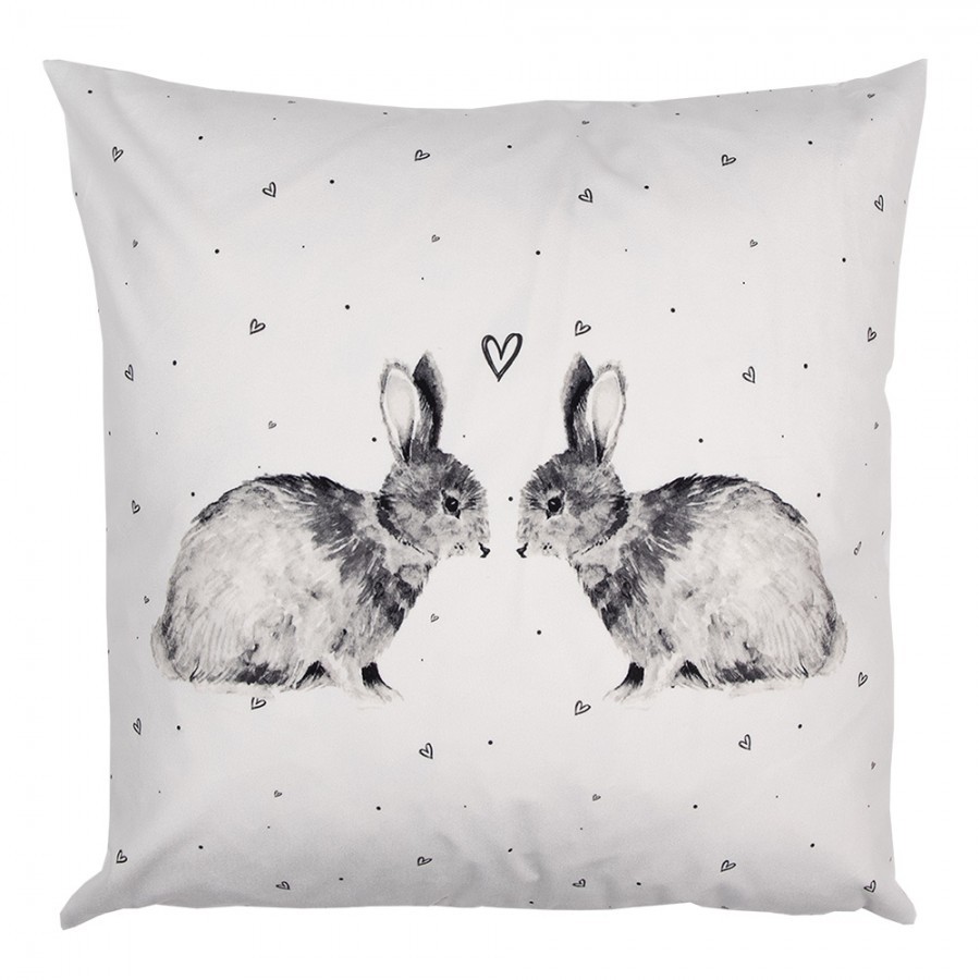 Povlak na polštář s králíčky a srdíčky Bunnies in Love - 45*45 cm Clayre & Eef  - -