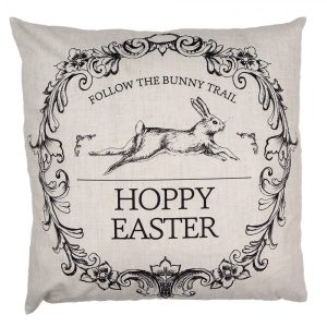 Povlak na polštář s králíkem Hoppy Easter - 45*45cm Clayre & Eef  - -