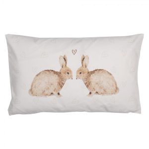 Povlak na polštář s motivem králíčků a srdíček Bunnies in Love - 30*50 cm Clayre & Eef  - -