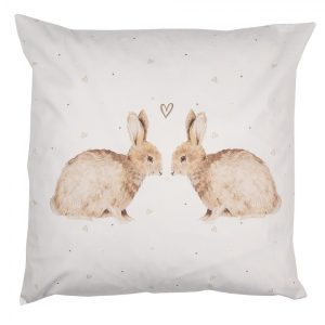 Povlak na polštář s motivem králíčků a srdíček Bunnies in Love - 45*45 cm Clayre & Eef  - -