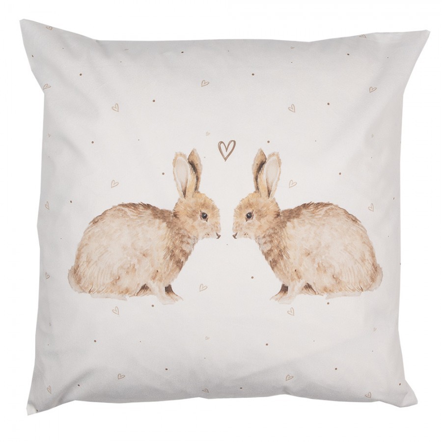 Povlak na polštář s motivem králíčků a srdíček Bunnies in Love - 45*45 cm Clayre & Eef  - -