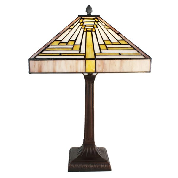 Pyramidová stolní lampa Tiffany - 31*31*48 cm E27/max 1*60W Clayre & Eef  - -