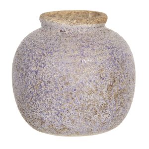Retro váza s nádechem fialové a odřeninami - Ø 8*8 cm  Clayre & Eef  - -