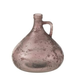 Růžová antik skleněná váza s ouškem Vannia - 17*17*18 cm J-Line by Jolipa  - -