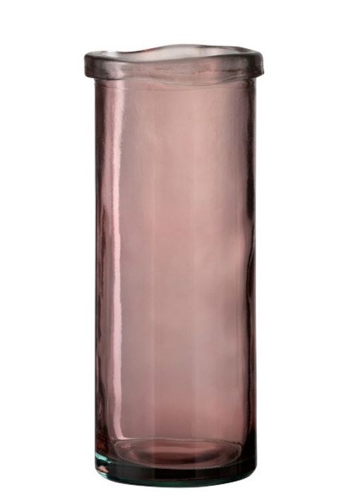 Růžová skleněná úzká váza Virginie - Ø 15*36 cm J-Line by Jolipa  - -
