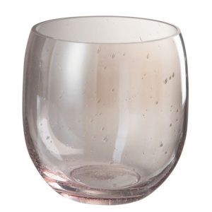 Růžová skleněná váza Bubble - Ø 17*17 cm J-Line by Jolipa  - -