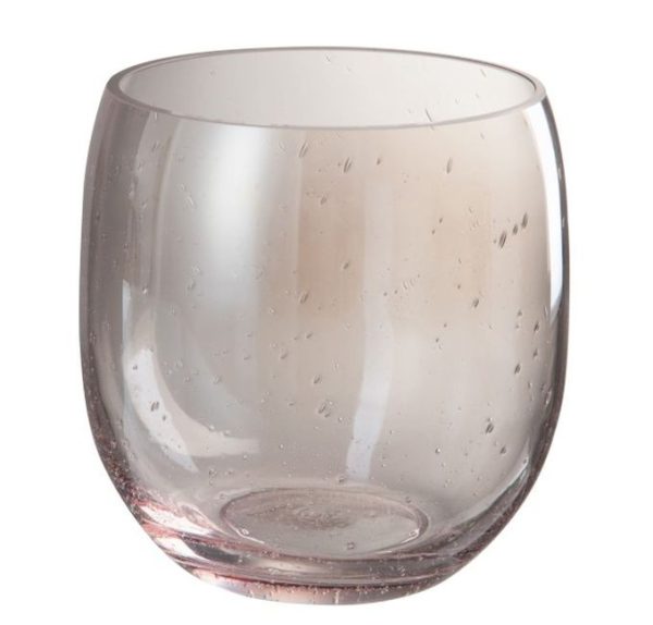 Růžová skleněná váza Bubble - Ø 17*17 cm J-Line by Jolipa  - -