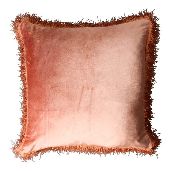 Růžový sametový polštář Rosa s třásněmi - 45*45*10cm Mars & More  - -