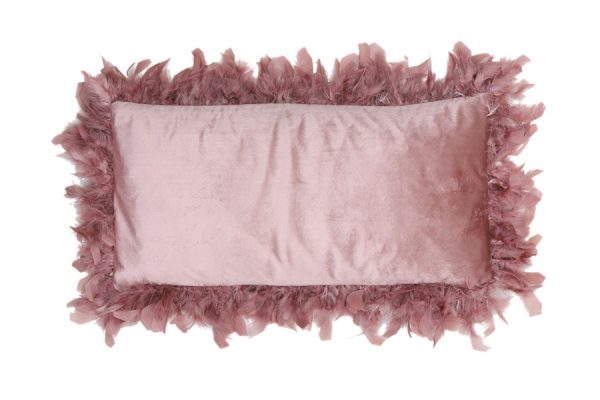 Růžový sametový polštář s peříčky Plumas - 60*30 cm Light & Living  - -